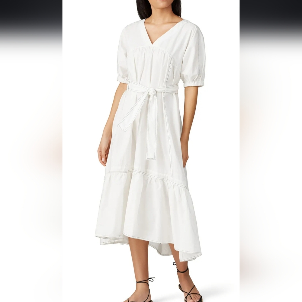 Elegant White Midi Dress - Picture 2 of 7